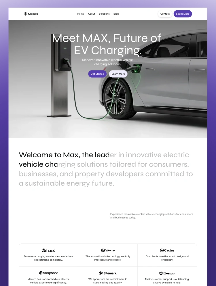 Maxero, a Webflow startup template by Wedoflow